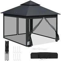 Woltu Pavillon, mit 4 Seitenteilen, 3x3 m, mit Moskitonetz, 4 Seitenteilen, höhenverstellbar