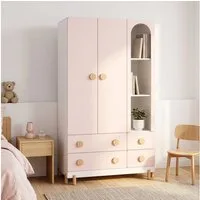 en.casa Kinderkleiderschrank »Vaarentaa« mit 4 Schubladen 156x90x41 cm Weiß/Cotton Candy