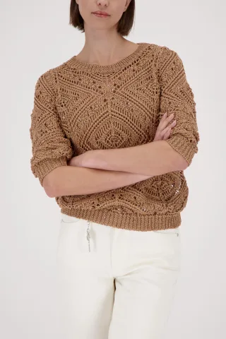 monari - Ajour Strickpullover biscotti - Gr. - 40