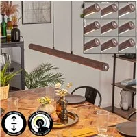 hofstein Pendelleuchte dimmbare Hängelampe aus Metall/Holz/Kunststoff in Schwarz/Dunkelbraun, LED wechselbar, 3000-6000 Kelvin, skandinavisches Design, Touchdimmer, LED 24 Watt, 2550 Lumen