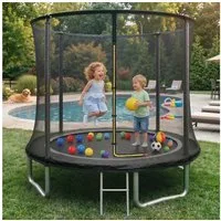 GUNJI Gartentrampolin 183/228/305 cm Garten-Kindertrampolin, max. Belastbarkeit 150KG, Ø 183 cm, (183 cm, (183/ 228/305/366/427 cm, Outdoor-Gartentrampolin mit Sicherheitsnetz, doppelter Schutz mit Schutzmatte)-ostern geschenke)