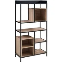 en.casa Standregal, »Belana« 137x70x33 cm Metallgestell Schwarz/Eicheoptik