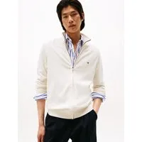 Tommy Hilfiger Strickjacke ESSENTIAL COTTON ZIP THRU mit Logostickerei