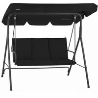 HinHocker Hollywoodschaukel Hollywoodschaukel 3-Sitzer mit Sonnendach, Schwarz, bis 250 kg, 3.00-Sitzer, Passend zu modernen Gartenmöbeln und gemütlichen Outdoor-Lounges, Rutschfeste Füße für sicheren Stand