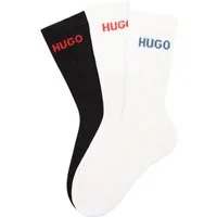 HUGO Socken 6P QS RIB LOGO CC (Packung, 6-Paar, 6er Pack) mit eingestricktem HUGO Logo