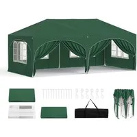 Woltu Pavillon, mit 2 Seitenteilen, 3x6 m, mit 6 Seitenwänden, höhenverstellbar,mit Tragetasche