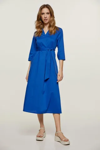 Königsblaues Midikleid mit Gürtel
