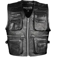PAULGOS Motorradweste Lederweste Biker Kutte Clubweste Chopper Weste 100% Echtleder - BW11