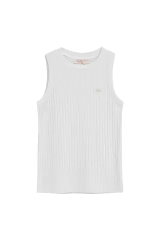 Ärmelloses T-Shirt weiß aus Rippstoff mit Polo Club Logo