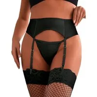 Lau-Fashion Strapsgürtel Wetlook Strumpfgürtel Strumpfhalter Strapse Dessous String Gogo S/XL