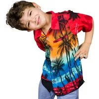 King Kameha Hawaiihemd Beach Kids Funky Hawaii-Hemd Kinder Kurzarm Front-Tasche Unisex