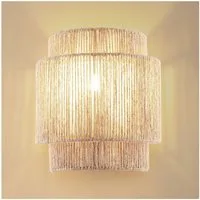 tectake Wandleuchte Wandlampe "Lignea Lux" aus Jute im Boho-Stil, 40W, Kunstvolle Wandbeleuchtung mit 3-stufigem Lampenschirm