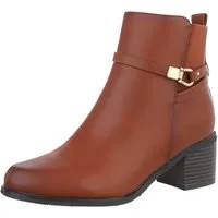 Ital-Design Damen Elegant Stiefelette (88489353) Blockabsatz Stiefeletten in Camel