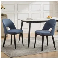 GarveeMore Esszimmerstuhl 2er-Set,moderne Küchenstühle aus Stoff mit Gepolsterte und Holzbeinen, Esszimmerstühle mit geschwungener Rückenlehne für Restaurants/Cafés