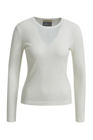 Smith&Soul - Fitted Rib Longsleeve Rn cream white - Gr. - XXL