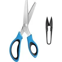 LA CUTE Stoffscheren Schneiderschere Zickzack-Schere 23 cm mit Fadenschere, (Zickzack-Schere mit Fadenschere, ideal für Stoffe und Bastelprojekte, 2-teiliges Scheren-Set für Stoffe, Papier und Fäden), 5 mm Zickzack-Klinge, ergonomischer Griff, inkl. 