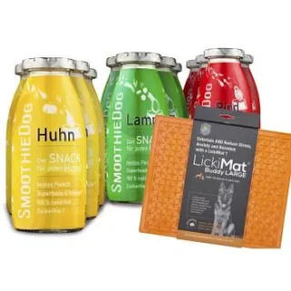 SmoothieDog Klassik 12x 250 ml + Lickimat Orange