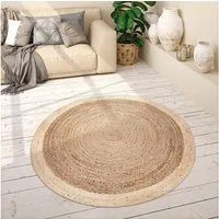 Paco Home Teppich Viborg 594, rund, Höhe: 6 mm, Jute, Modern, Boho, Ethno, Handgefertigter Natur-Teppich