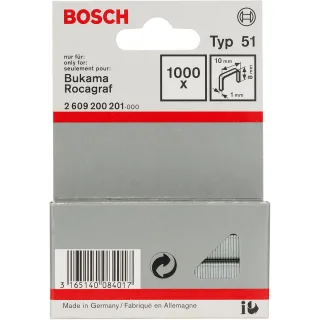Bosch Flachdrahtklammer Typ 51, 10 x 1 x 8mm - 2609200201