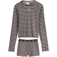 self Pyjama Kurzer Schlafanzug mit langen Ärmeln (1 tlg)