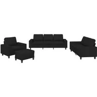 vidaXL Sofa 4-tlg. Sofagarnitur Schwarz Stoff