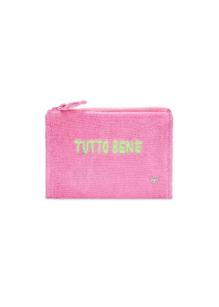 Frottee-Kosmetiktasche aus Baumwolle mit Schriftzug pink - Gr. - one size