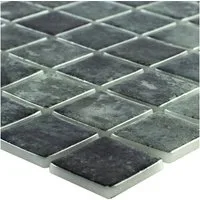 Mosafil Mosaikfliesen Glas Schwimmbad Pool Mosaik Fliesen Baltic 25x25 mm, Glas 31.600x31.600, schwarz, Punktverklebt - Frostsicher - Wasserdicht - Wasserfest - Rutschfest