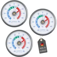 Lantelme Kühlschrankthermometer 3 Stück Selbstklebend Gefrierschrank Kühltheke Kühlschrank Thermometer, 3-tlg., 3 Stück im Set, Farbauswahl, Klebepads anbei, Deutsche Herstellung, Temperaturanzeige + - 50°C Analog