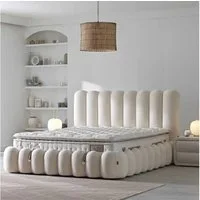 Bambi Stauraumbett Vanilla Set Boxpringbett mit Matratze Doppelbett (Set, Boxbett Set), Polsterbett Kontinentalbett, dekorativem Kopfteil
