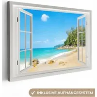 OneMillionCanvasses® Leinwandbild Aussicht - Wasser - Strand, Fotodruck (1 St), Leinwand Bilder Klein, Wand Dekoration Aesthetic 30x20 cm
