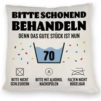 speecheese Dekokissen Bitte schonend behandeln - 70. Geburtstag Kissen