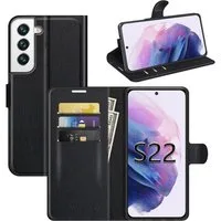 betterfon Handyhülle Handytasche für Samsung Galaxy S22 5G Klapphülle Schwarz, 3 Kartenfächer, Magnetverschluss & Standfunktion im Lederlook