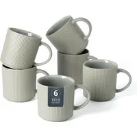 OTTO home Becher Kaffeebecher Ylvii, 6er Set, 6-tlg., Steinzeug, Riffeloptik, spülmaschinenfest und mikrowellengeeignet, 460 ml