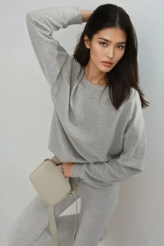 Lockere Passform Rundhals-Mikromodal-Sweatshirt