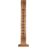 näve LED Dekoobjekt Willkommen, Timerfunktion, LED fest integriert, Warmweiß, Holz-Stehleuchte, Höhe ca. 82cm, Batteriebetrieben