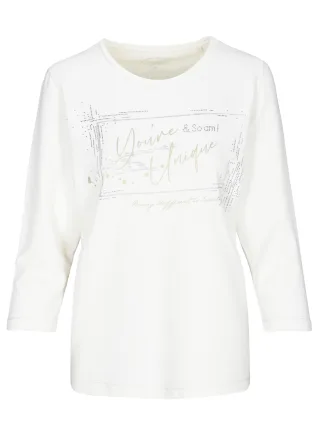 CLARINA - Rdh.-Sweatshirt, 3/4 Arm,Druck offwhite - Gr. - 46