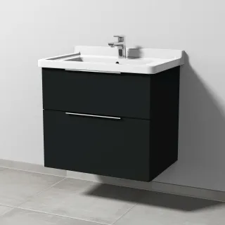 Sanipa 3way Waschtischunterbau zu Duravit Starck 3 Waschtisch mit 2 Auszügen, Vulkan-Matt UP7101V