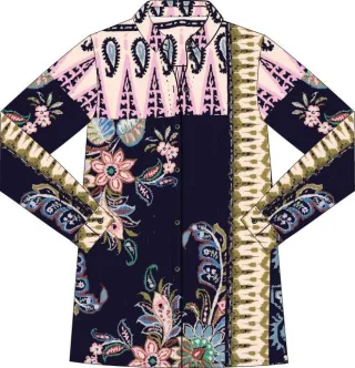Milano Italy - shirt blouse 1/1 sleeve navy print - Gr. - 44