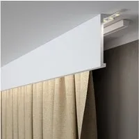 PROVISTON Stuckleiste Polystyrol, 40 x 120 x 2000 mm, Weiß, Vorhangleiste, Kleben, Polystyrol