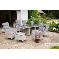 LC Garden Garten-Essgruppe LC Garden Gartenset Set I Sitzgruppe Gartenset weiß-grau, (Gartenset, 7-tlg., 1x Tisch+ 6x Stuhl), verstellbare Rückenlehne