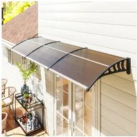 Outsunny Pultvordach für Haustür mit UV Schutz, Aluminium-Verbindungstangen, Schwarz (Vordach für Haustür, 1 St., Überdachung), für draußen Alu Schwarz
