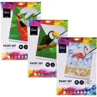 Spetebo Malen nach Zahlen Malen nach Zahlen 30 Teile Set mit 3 Motiven (Set, 30-St., inklusive Pinsel und Farben), DIY Acryl Malerei für Kinder