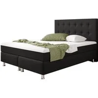 inter Boxspringbett Köln Plus 140x200 cm Webstoff mit 7 Zonen TFK und Topper-Optik (140x200 cm, Schwarz inkl. 7 Zonen Taschenfedernkernmatratze mit Topper-Optik), Taschenfederkern-Komfort, gepolstertes Kopfteil, inklusive Matratze
