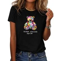 RMK T-Shirt Damen Shirt Rundhals Basic "Bear" aus Baumwolle