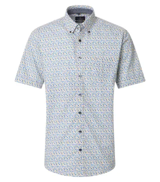 CASAMODA - Casual Fit: Freizeithemd mit Kurzarm blau/gelb - Gr. - M