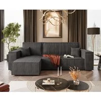 Lookway Ecksofa Gepolstertes CARLOS L-Form, Cord-Stoff, mit Schlaffunktion und Bettkasten, Seite universal