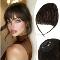 LuxusKollektion Echthaar-Extension Pony Front Clip Echthaar Extensions 5.5g (Packung mit 1) Braun Schwarz