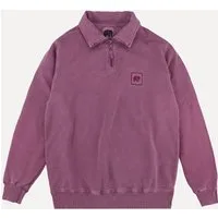 Trendsplant Rundhalspullover Sauce Loopback Pigment Dyed Half Zip Sweater Garnacha Red