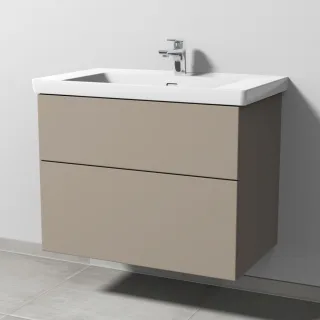 Sanipa 3way Waschtischunterbau zu Villeroy & Boch Subway 3.0 Waschtisch mit 2 Auszügen, Sandgrau-Mat SF84867