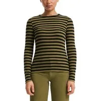 QS Langarmshirt Sommershirt, geringelt, Ripp-Ware